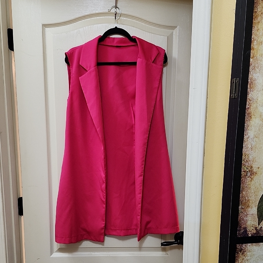 PINK SLEEVELESS BLAZER VEST